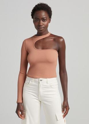 Топ в рубчик bershka, топ с длинным рукавом, топ в рубчик