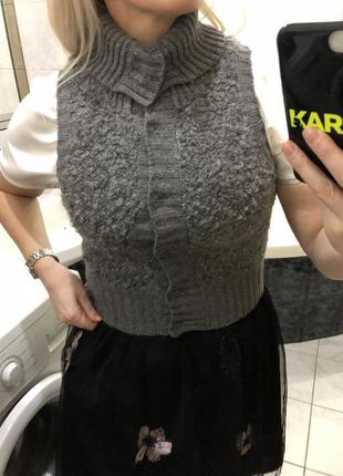 H&m wool, шерстяная жилетка под шею барашек каракульча1 фото