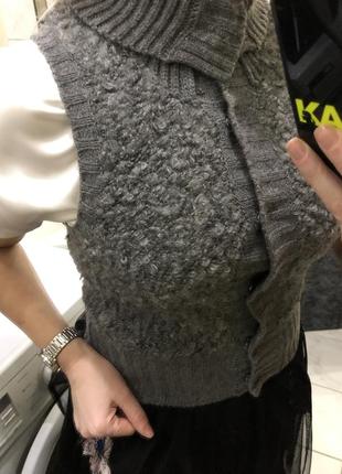 H&m wool, шерстяная жилетка под шею барашек каракульча2 фото