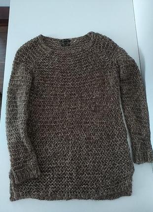 Удлиненный свитер крупной вязки, свитер кольчуга massimo dutti4 фото