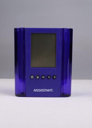 Настольные часы с будильником assistant ah-1050 violet контейнер для ручек2 фото