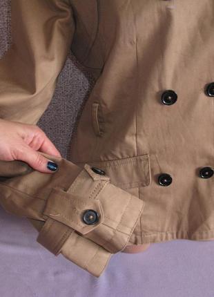 Тренч плащ жіночий бежевий бежевий коричневий піджак укороченый2 фото