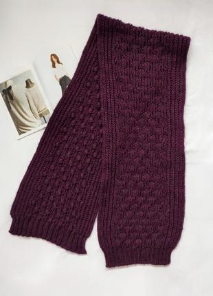 Фиолетовый шарф sisley. крупная вязка, стильный цвет, максимальный уют.