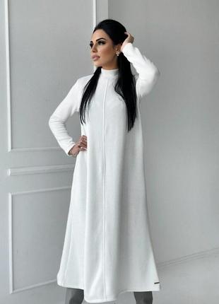 Стильное теплое серое свободное  ангоровое платье гольф макси трапецией5 фото