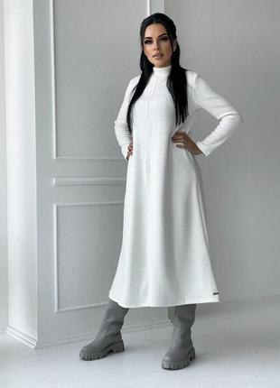 Стильное теплое серое свободное  ангоровое платье гольф макси трапецией7 фото