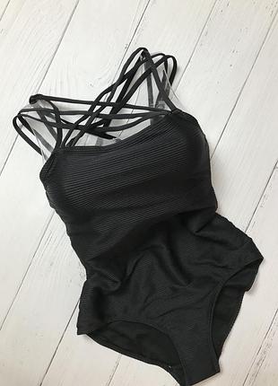 Розкішні суцільний купальник рубчик з палітуркою на спині стягуючий