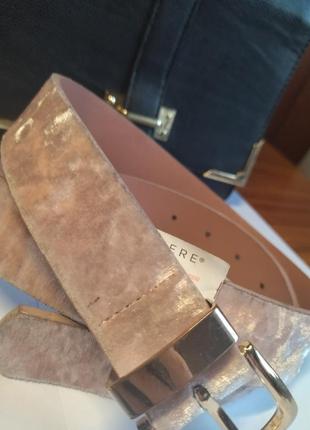 Ремань почс с золотой пряжкой пыльно розовый велюровый плюш