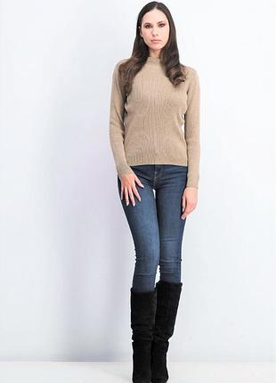 Гольф водолазка свитер с низким горлом "в рубчик" светло-бежевый *l*