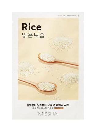 Тканевая маска для лица с экстрактом риса missha airy fit sheet mask rice1 фото