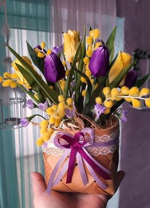 Подарунок, сувенір, декор , тюльпани ..штучні квіти, весняні квіти.4 фото