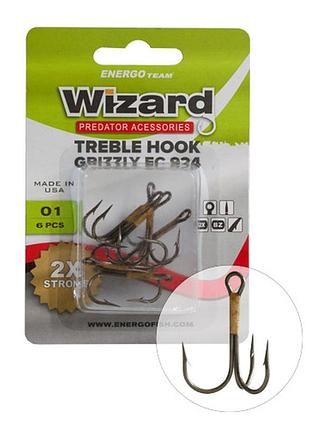 Трійник wizard grizzly usa ec924 №6 2x bronze 6шт.