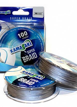 Шнур kamasaki super braid grey 100м 0.35мм 30.2кг