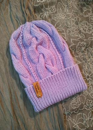 Ручна робота! шапочка з косами і відворотом