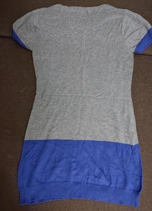 Теплое платье туника шерсть серое синее короткий рукав2 фото
