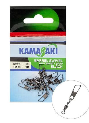 Карабін з вертлюгом kamasaki barrel swivel w/snap safety №16 10шт