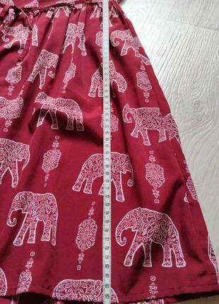 Легкое бордовое платье в слонах, размер s, m индия9 фото