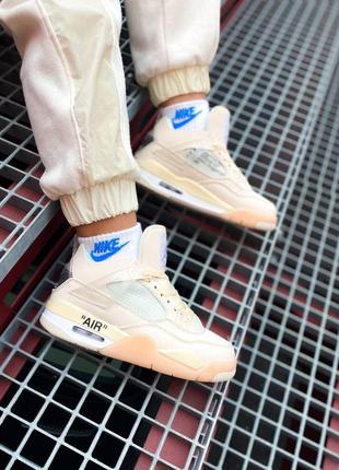 Кросівки nike air jordan 4 retro off-white sail4 фото