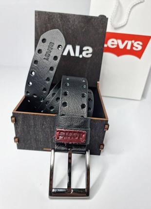 Ремень мужественный кожаный в стиле levi’s / ремень пасок кожа мужской