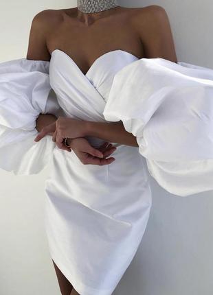 Белое нарядное свадебное корсетное платье мини на свадьбу роспись загс