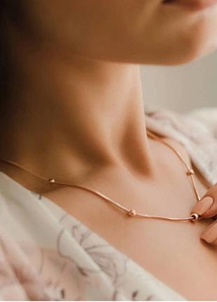 Золотое колье tiffany&co,цепочка снейк с шариками,бусинками