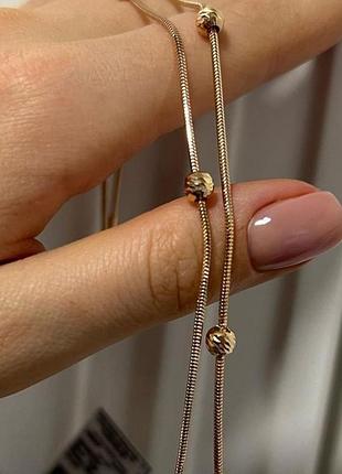 Золотое колье tiffany&co,цепочка снейк с шариками,бусинками