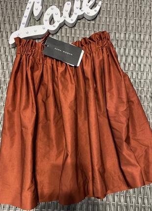 Терракотовая юбка от zara высокая посадка