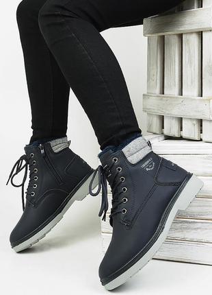 Стильні черевики жіночі темно-сині1 фото