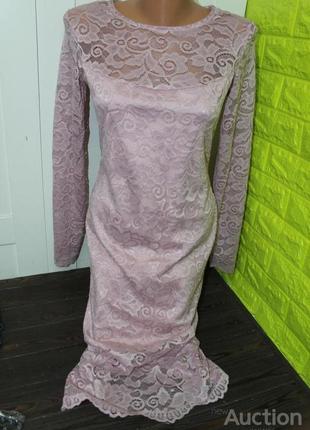 Платье кружевное цвет нежно розовый размер 44