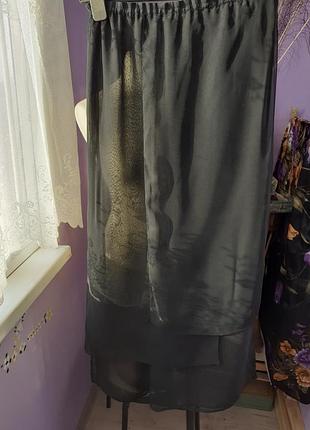 Брюки черные широкие шифон р 44-46 винтаж