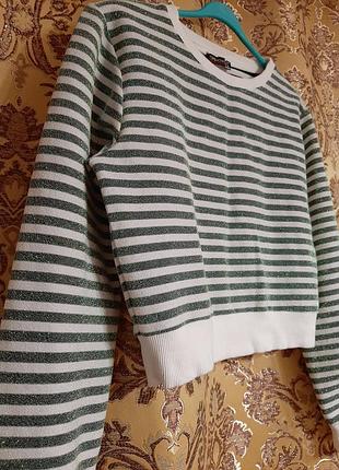 Укорочена люрексова кофта в смужку 3