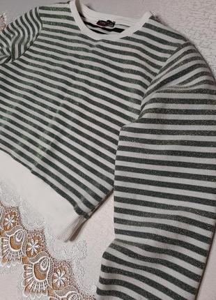 Укорочена люрексова кофта в смужку 2