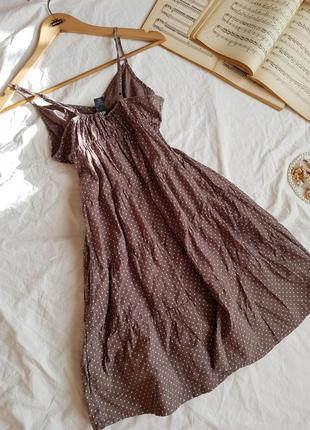 Сарафан коричневый в горох h&amp;m мини платье платье6 фото