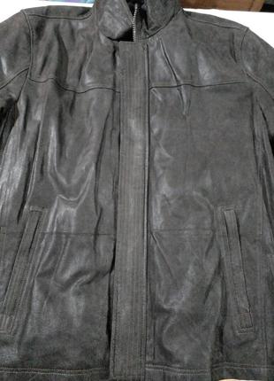 Шикарна шкіряна утеплена куртка прямого силуету пілотка trapper9 фото