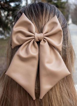 Большой бант заколка резинка обруч сережки для волос с эко кожи