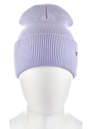 Шапка бини ангоровая двойная универсальная на манжете atrics wh773 лаванда