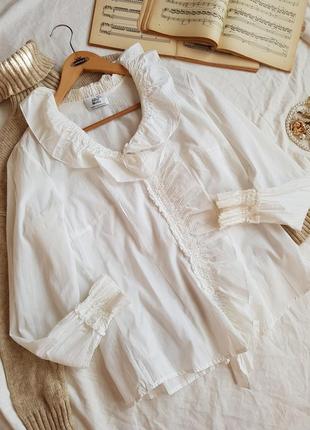 Белая винтажная блуза из жабо нарядная рубашка2 фото