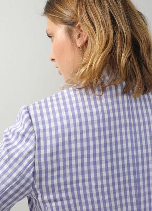Лавандовый лиловый костюм в клетку пиджак шорты4 фото