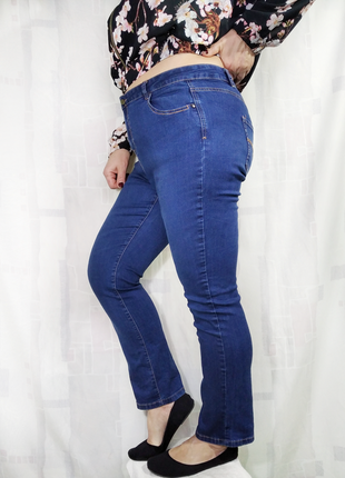 Синие узкие джинсы с высокой посадкой4 фото