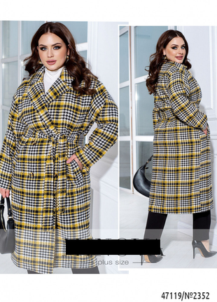 Женское весеннее пальто оверсайз в клетку размеры: 46-683 фото