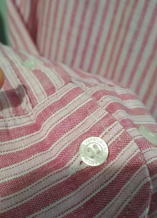 Фирменная натуральная льняная мужская рубашка 100% лен в стильную полоску супер качество!7 фото