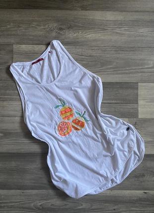 Удлинённая майка-туника с фруктами