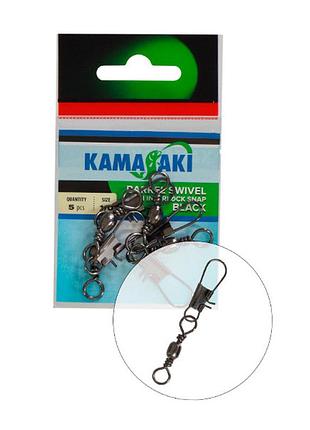 Карабін з вертлюгом kamasaki barrel swivel w/snap №12 10шт