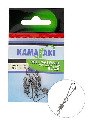 Карабін з вертлюгом американка kamasaki rolling swivel №10 8шт
