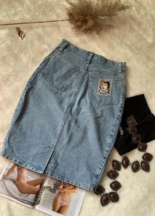 Классная качественная винтажная джинсовая юбка berger2 фото