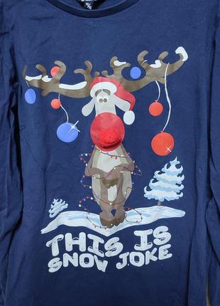 Детская новогодняя кофта, футболка, свитер с оленем на 11-12, 12-13 лет2 фото