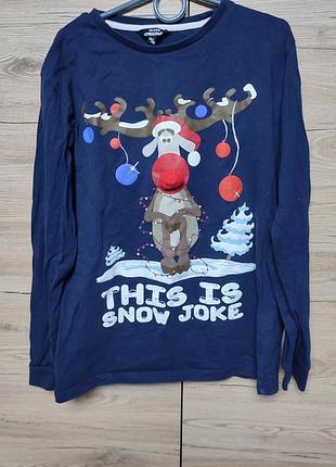 Дитяча новорічна кофта, футболка, светр з оленем на 11-12, 12-13 років
