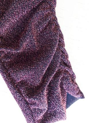 Блестящие лосины леггинсы zara, 13-14 лет, 164 см, фиолетовые, блеск4 фото