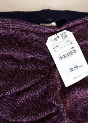 Блестящие лосины леггинсы zara, 13-14 лет, 164 см, фиолетовые, блеск5 фото