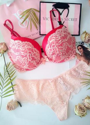 Victoria's secret original m 34dd 75dd 75e 80c 80d l комплект білизни трусики стрінги