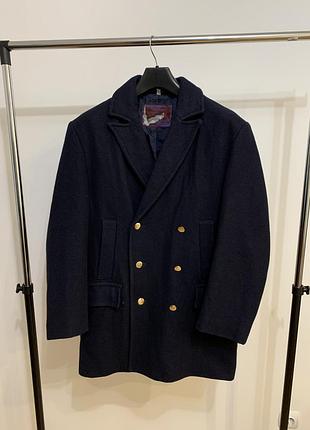 Пальто вовняне шерсть шерстяне чоловіче синє vintage ride on